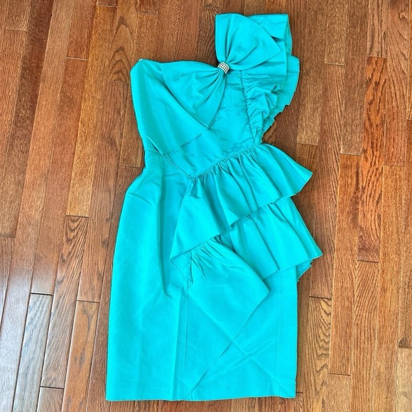 Climax Dresses & Skirts - USA Vintage Y2K 2000s Climax Karen Okada One Shoulder Blue Cocktail Mini Dress